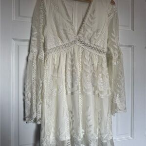 Boho Lace Cream Dress Size Medium